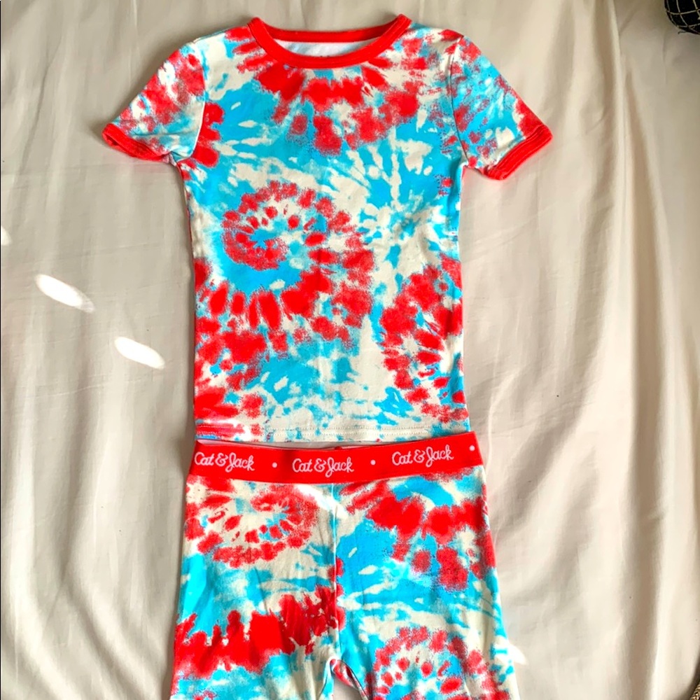 Cat & Jack Red and Blue Tie-Dye Pajama Set